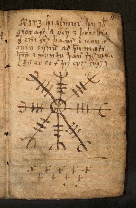 Der Ægishjálmur in einer isländischen Zauberhandschrift
