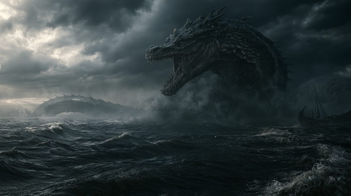 Die Midgardschlange Jörmungandr, die das Weltmeer durchzieht