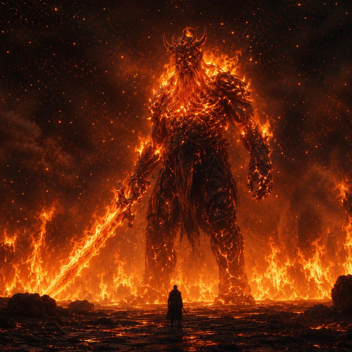 Muspelheim, die Feuerwelt, Glut und Flammen