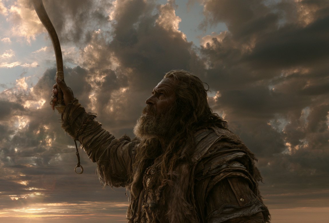 Heimdall erhebt das Horn über den Wolken – der Sohn der neun Mütter als Wächter der Götter