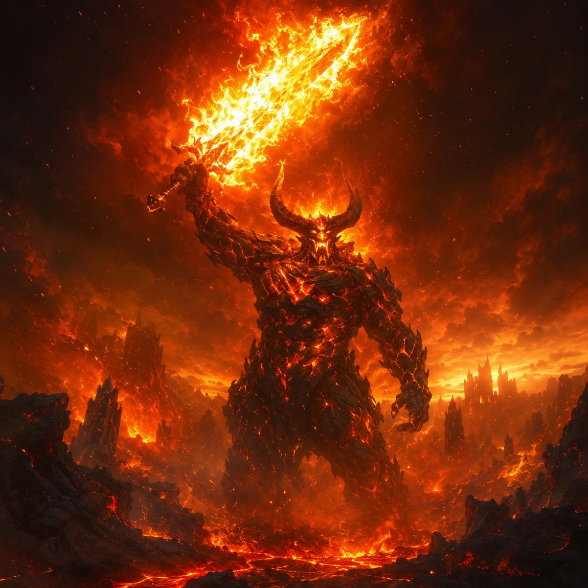 Surtur, der Feuerriese mit flammendem Schwert