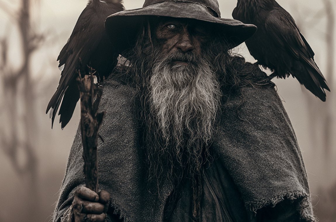 Odin der Wanderer mit seinen Wölfen