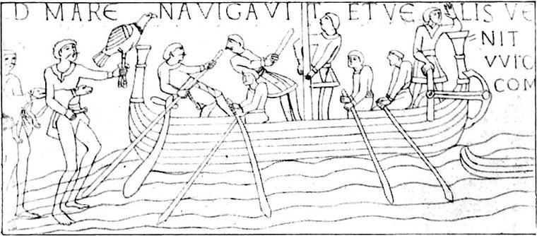 Schiff aus dem Bayeux-Teppich, historische Darstellung