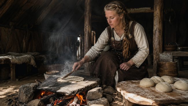 Brotbacken am Herdfeuer