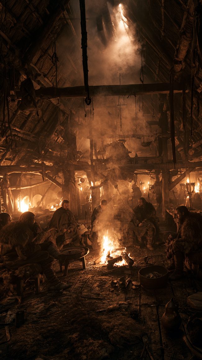 Herdfeuer im Langhaus