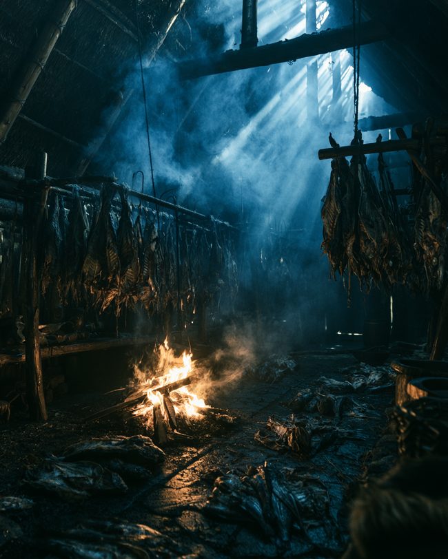 Fischräucherei – Fisch über dem Feuer