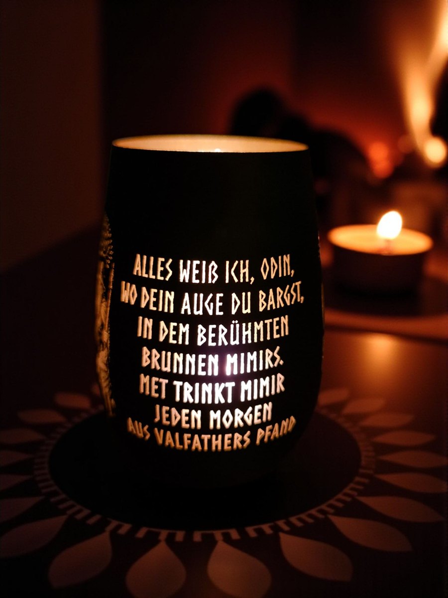 Odin-Windlicht mit Spruch, in Kristallglas graviert