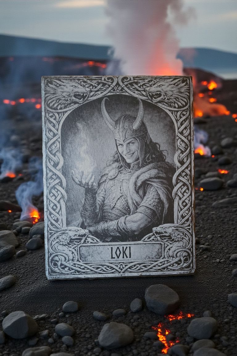 Ahnenreihe-Porträt Loki auf Schiefer, lasergraviert | Glanz & Gravur